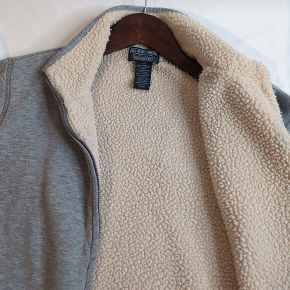 Polo Ralph Lauren Women's Light Grey Sweater Zip Up w/ Fur Lining, Size … - Picture 3 of 7
